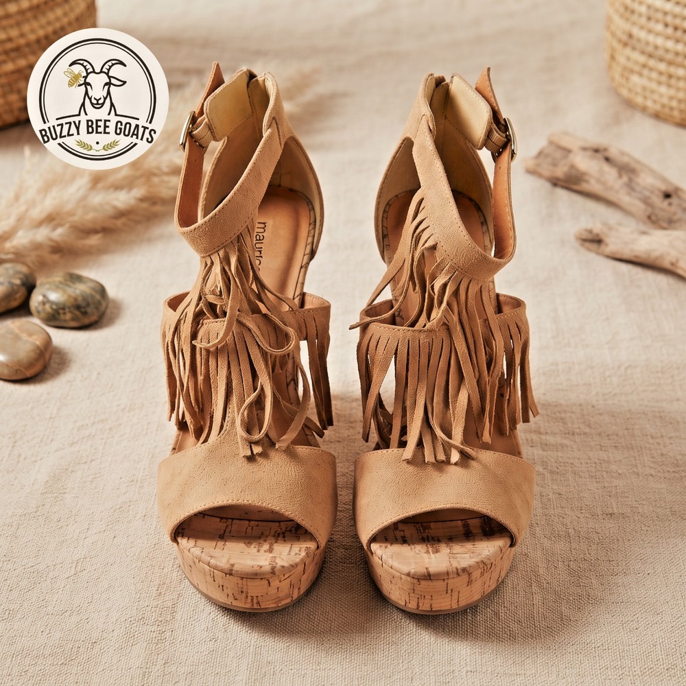 Maurices Boho Fringe Suede Wedge Sandals – Size 9 womens